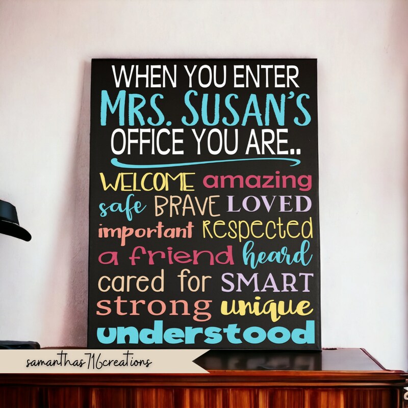 When You Enter This Office or Classroom Personalized Sign Painted Canvas